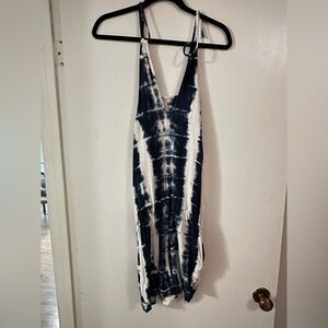 Pink Lotus Tie-Dye Navy and White Romper XS